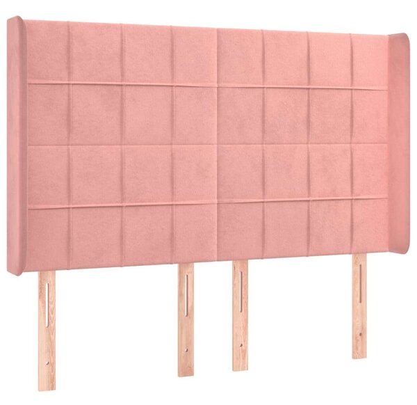 VidaXL rózsaszín bársony rugós és LED-es ágy matraccal 140x200 cm