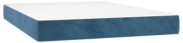 VidaXL sötétkék bársony rugós ágy matraccal 140x190 cm