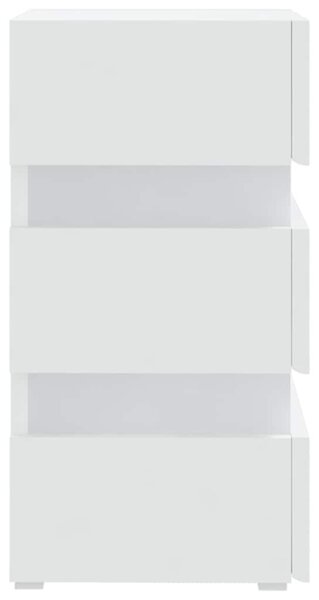 Fehér szerelt fa LED-es éjjeliszekrény 45 x 35 x 67 cm