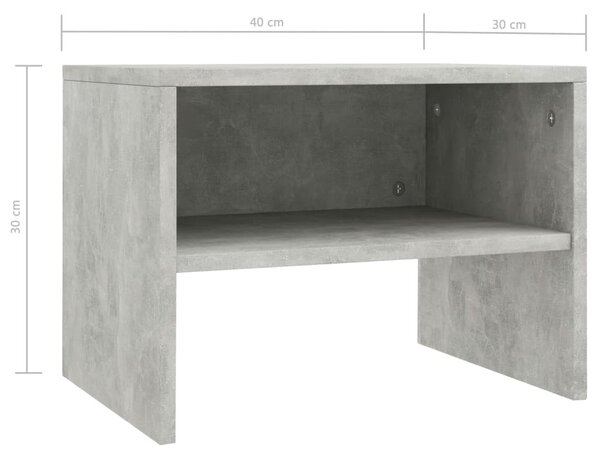 2 db betonszürke szerelt fa éjjeliszekrény 40 x 30 x 30 cm