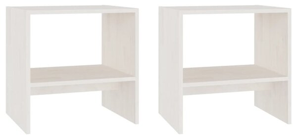 2 darab fehér tömör fenyőfa éjjeliszekrény 40 x 30,5 x 40 cm