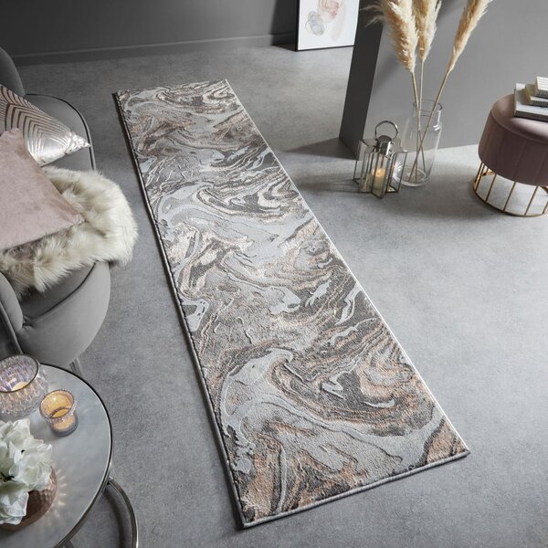 Szürke-bézs futószőnyeg 60x230 cm Marbled – Flair Rugs