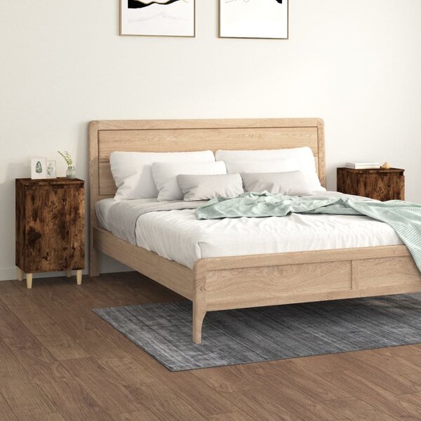 2 db füstös tölgy színű szerelt fa éjjeliszekrény 40x35x70 cm