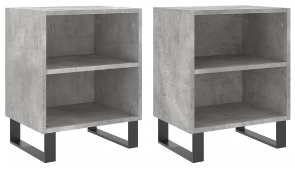 2 db betonszürke szerelt fa éjjeliszekrény 40x30x50 cm