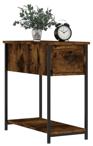 2 db füstös tölgy színű szerelt fa éjjeliszekrény 30x60x60 cm