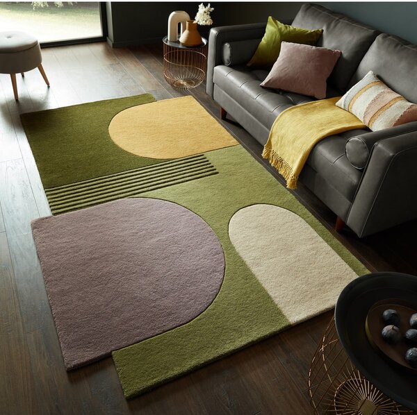 Zöld kézi szövésű gyapjú szőnyeg 120x180 cm Lozenge – Flair Rugs