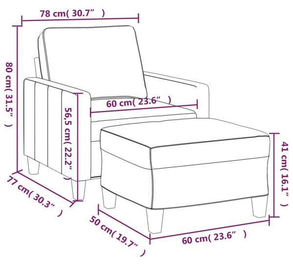 VidaXL tópszínű szövet kanapéfotel lábtartóval 60 cm