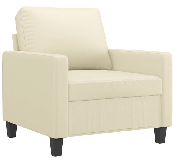 Krémszínű műbőr kanapéfotel lábtartóval 60 cm