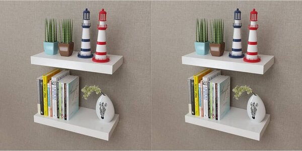 4 db fehér fali polc 40 cm