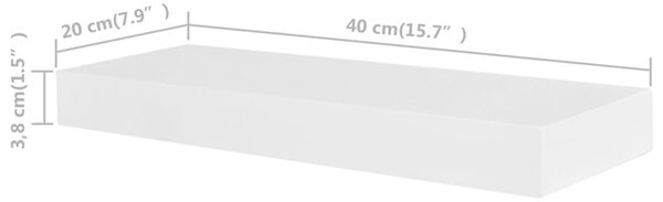 4 db fehér fali polc 40 cm