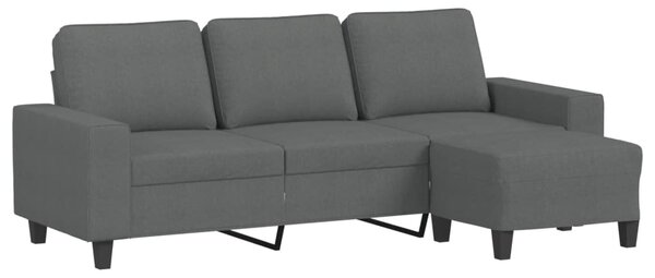 3 személyes sötétszürke szövet kanapé lábtartóval 180 cm