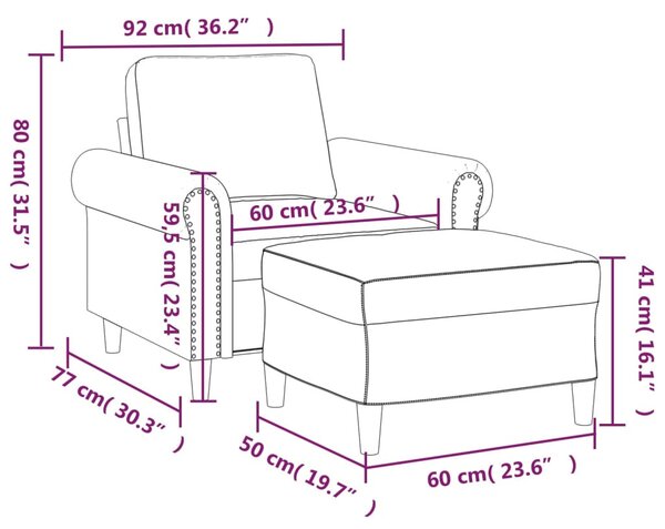 VidaXL bordó bársony kanapéfotel lábtartóval 60 cm