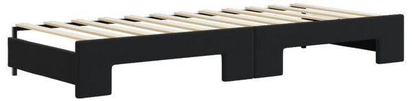 Fekete kihúzható bársony heverő 80 x 200 cm