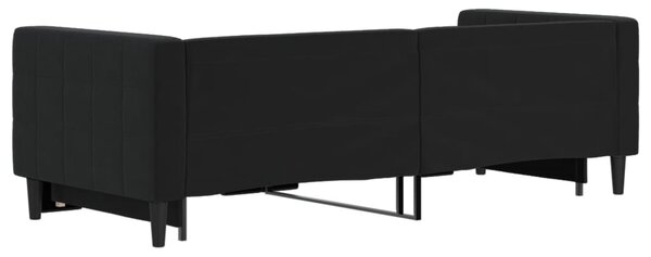 Fekete kihúzható bársony heverő 80 x 200 cm