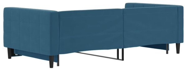 Kék kihúzható bársony heverő 100 x 200 cm