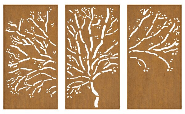 3 db famintás corten acél kerti faldísz 105 x 55 cm