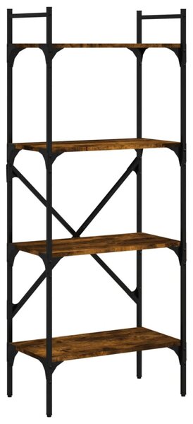 4 szintes füstös tölgy színű fa könyvespolc 56x31,5x138,5 cm