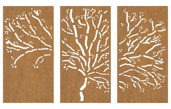 3 db famintás corten acél kerti faldísz 105 x 55 cm