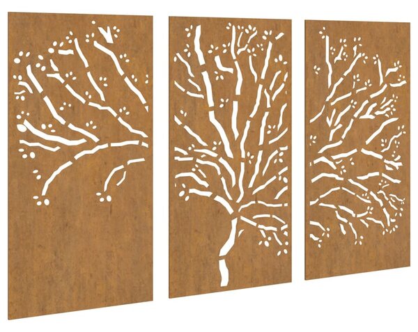 3 db famintás corten acél kerti faldísz 105 x 55 cm
