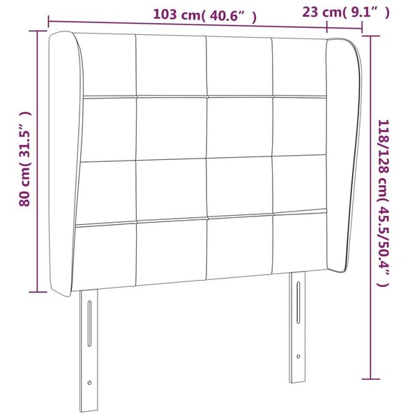 Fekete szövet fejtámla szárnyakkal 103 x 23 x 118/128 cm