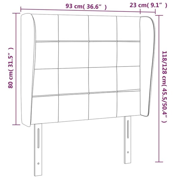 Sötétszürke szövet fejtámla szárnyakkal 93 x 23 x 118/128 cm