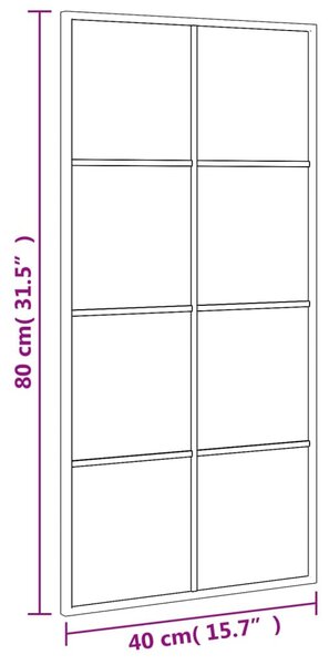 Fekete téglalap alakú vas fali tükör 40 x 80 cm