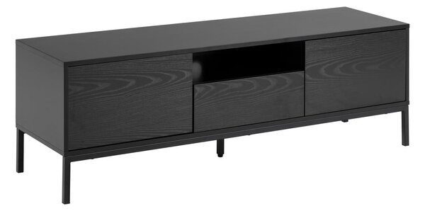 Fekete TV-állvány kőrisfa dekorral 140x45 cm Seaford – Actona