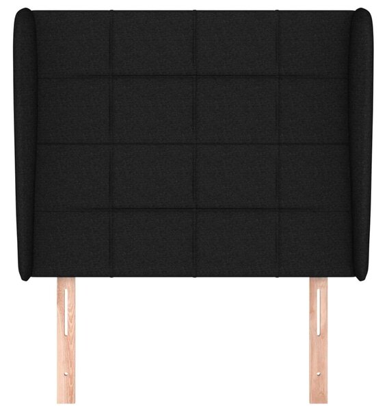 Fekete szövet fejtámla szárnyakkal 103 x 23 x 118/128 cm