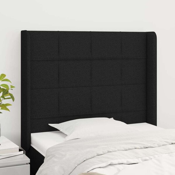 Elegáns Fekete Szárnyas Ágyfejtámla - Szövet - 103x16x118/128cm