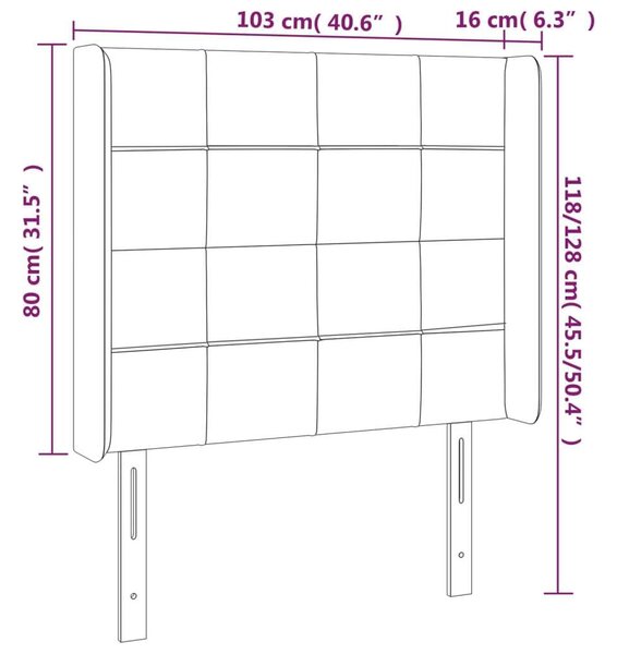 Elegáns Fekete Szárnyas Ágyfejtámla - Szövet - 103x16x118/128cm