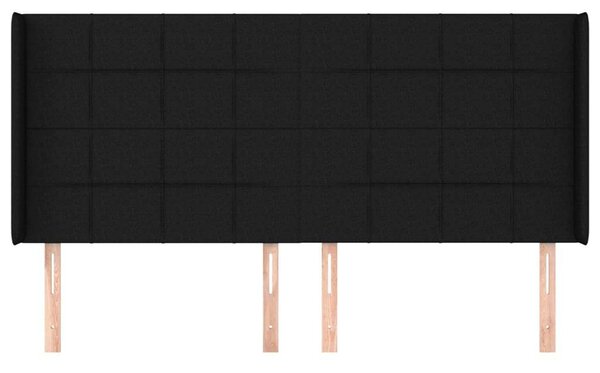 HomeElegance Szárnyas Ágyfejtámla - Fekete Szövet - 203x16x118/128cm