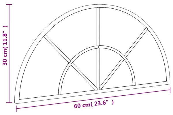 Fekete ívelt vas fali tükör 60 x 30 cm