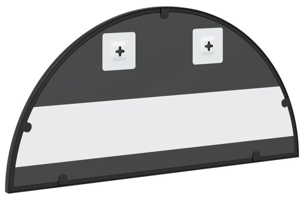 Fekete ívelt vas fali tükör 60 x 30 cm