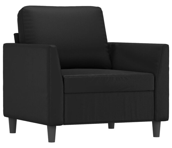 Fekete műbőr kanapéfotel lábtartóval 60 cm