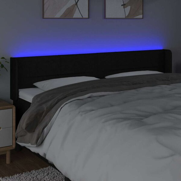 Fekete szövet led-es fejtámla 183 x 16 x 78/88 cm