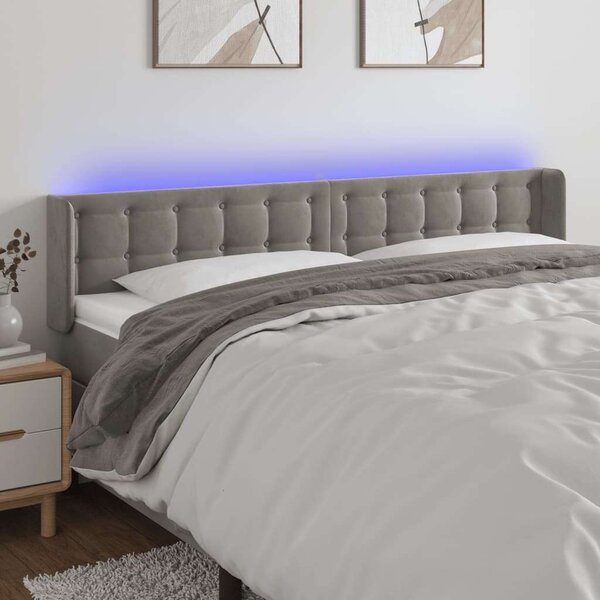 Bársony LED Fejtámla - Világosszürke - 203cm