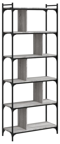 6 szintes szürke sonoma színű fa könyvespolc 76 x 32 x 192 cm