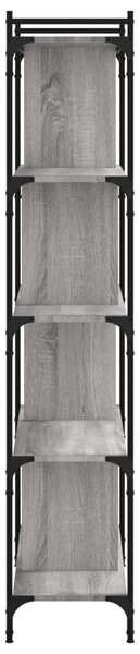 5 szintes szürke sonoma színű fa könyvespolc 76 x 32 x 158 cm