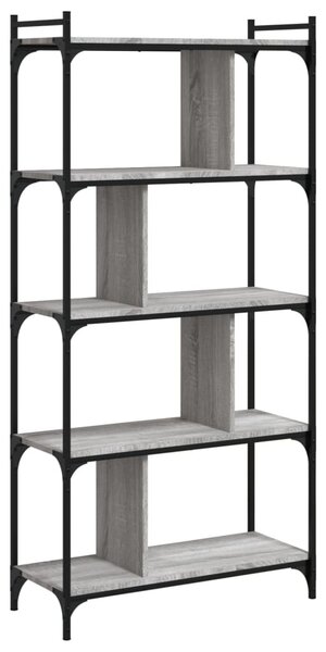 5 szintes szürke sonoma színű fa könyvespolc 76 x 32 x 158 cm