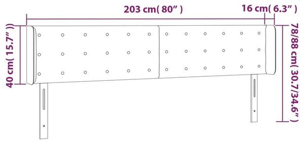 Bársony LED Fejtámla - Sötétkék - 203cm