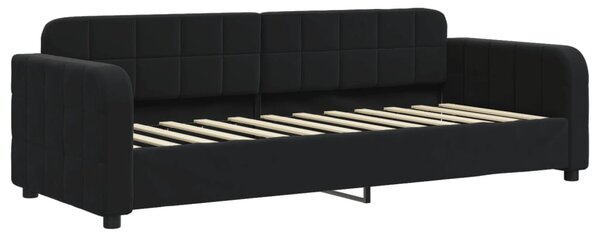 Fekete kihúzható bársony heverő fiókkal 80 x 200 cm