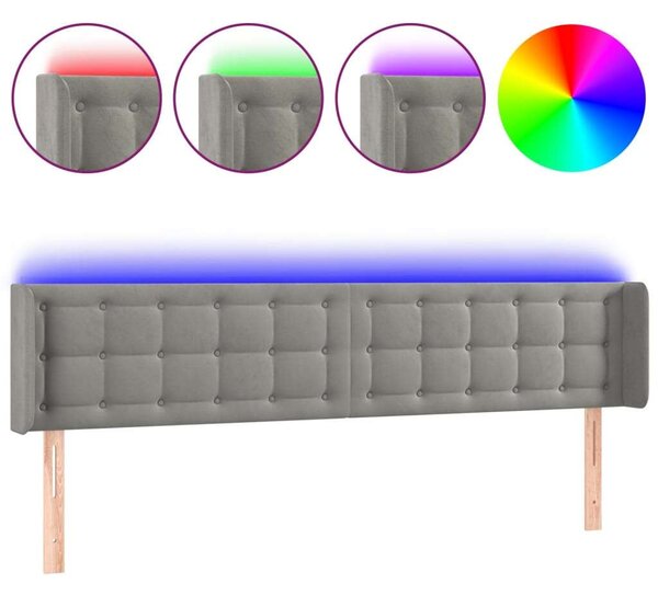 Bársony LED Fejtámla - Világosszürke - 203cm