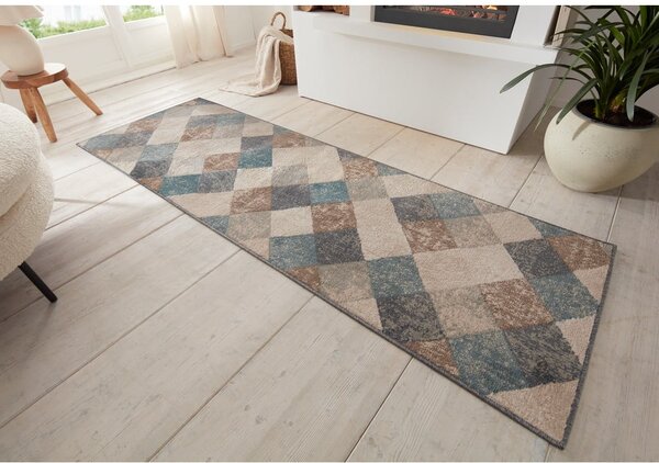 Kék-bézs futószőnyeg 80x200 cm Terrain – Hanse Home