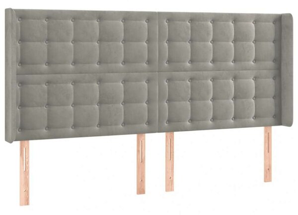 VIDAXL LED-es Bársony Fejtámla - Világosszürke - 163x16x118/128cm