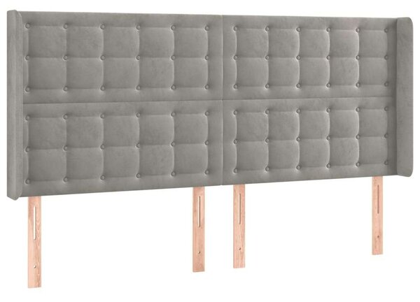 VIDAXL LED-es Bársony Fejtámla - Világosszürke - 163x16x118/128cm