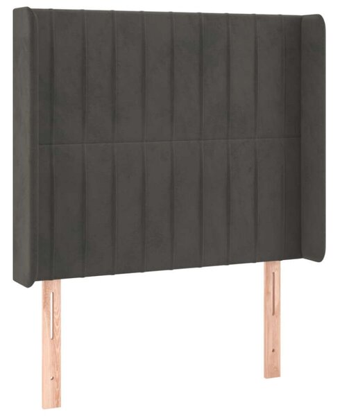 Sötétszürke bársony led-es fejtámla 93x16x118/128 cm
