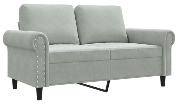Kétszemélyes világosszürke bársony kanapé 120 cm