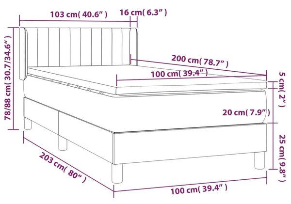 Bársony Ágy Matraccal - 100x200 cm
