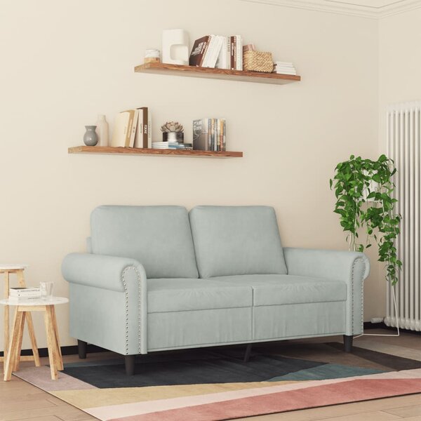 Kétszemélyes világosszürke bársony kanapé 120 cm