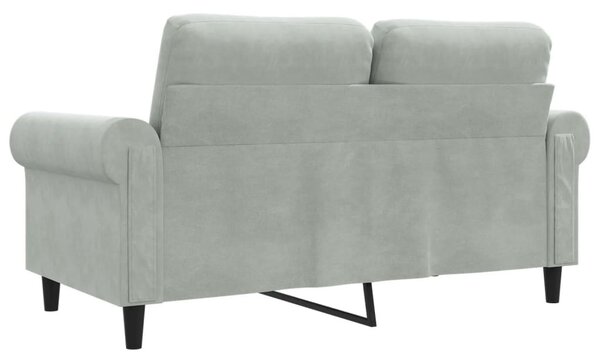 Kétszemélyes világosszürke bársony kanapé 120 cm